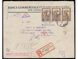 3 x &nbsp;Bulgarien &nbsp;2 L. auf Einschreibbrief mit Stempel Sofia 6.12.22 und handschriftlichem R-Vermerk nach Deutschland