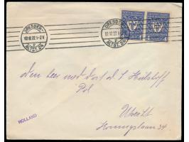 2 x  Gewerbeschau München  4 M. als seltene Verwendung auf Auslandsdrucksache nach Holland, Maschinenstempel Dresden Altst. 2