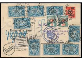 Auslandspostkarte &nbsp;mit Mischfrankatur 36.000 M. in die Schweiz, Stempel Hamburg 1 25.8.23, &nbsp;Nachgebühr wegen Überfo