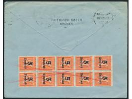 Vorderseitig 2 x und rückseitig 10 x  5 Tausend M auf 40 Pfg.  portorichtig auf Auslandsdrucksache in die Schweiz, Maschinens