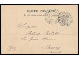 Stempel  Costantinopoli / Poste Italiane  14.2.13 und Dienstsiegel  Regia Nave "Pisa"  auf unfrankierter Ansichtskarte "Salut