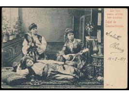 Stempel  Costantinopoli / Poste Italiane  14.2.13 und Dienstsiegel  Regia Nave "Pisa"  auf unfrankierter Ansichtskarte "Salut