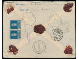 Argentinien-Ganzsachenumschlag  12 C. mit Zusatzfrankatur4 x 1 C. und 4 x 5 C. als Einschreiben von Buenos Aires 5.9.23  nach