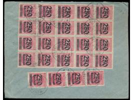 24 x 250 Tsd. auf 500 M. rückseitig auf Auslandsbrief mit Stempel  München 14  2.10.23  nach Bulgarien,  portorichtig, Bedarf