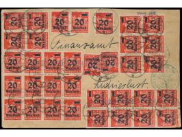 Massenfrankatur  von 40 x 20 Tsd auf 12 M. vorder- und rückseitig auf Ortsbrief, Stempel  Ludwigslust  5.10.23, portorichtig,