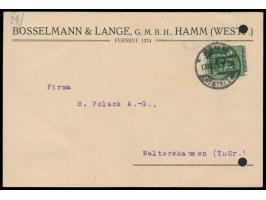 Einzelfrankatur 2 Mio. auf 300 Mark mit  stark nach unten versetztem Aufdruck  (dadurch Strichelleiste oben) auf Postkarte, S