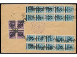 Behördenbrief mit vorderseitig 2 x 2 Mio. auf 500 M. und rückseitig 20 x 30 Tsd. auf 200 M. und Viererblock 100 Tsd. auf 100 