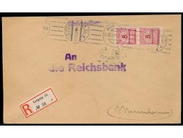 2 x 5 Mio M. auf  Einschreibbrief  mit seltenem  Handrollstempel Leipzig 13  17.10.23, Stempelkopf im Wechsel durch mit sechs