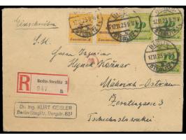 2 x 5 Mrd M. und 3 x 10 Mrd M auf  Einschreibbrief  mit Stempel Berlin-Steglitz 1 17.11.23  in die Tschechoslowakei,  Sondert