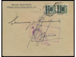 2 x 10 Mrd auf 50 Mio M mit sauberem Durchstich auf Brief, Stempel  Münster (Westf.) 2  24.11.23, nach Berlin, Firmeneingangs