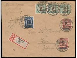 Mischfrankatur 80 Mrd. M. (einige Zahnspitzen stockfleckig) auf  Einschreibbrief im Vierfachporto,  Stempel  Königsberg (Pr.)