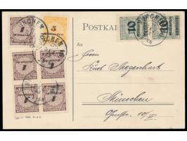 Dezemberfrankatur  mit 5 x 1 Mrd., 5 Mrd. (durchstochen) und 2 x 10 Mrd. auf Ortskarte, Stempel München 16 11.12.23, Absender