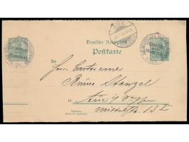 Ganzsache 5 Pf. als großformatiger  Fehlschnitt,  dadurch zwei Wertstempel, 2 x  Sonderstempel XII. Deutscher Philatelistenta