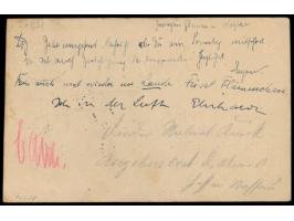 Ganzsache 5 Pfg. Germania mit &nbsp;großem roten &nbsp;Zudruck Ballon-Postkarte der Finder dieser Karte &nbsp;wird höflichst 