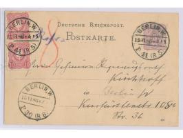 Ganzsache 5 Pf. mit Zusatzfrankatur 2 x 10 Pf. als Rohrpostkarte, Stempel  Berlin, W. P 41 (R 5)  15.6.86, Ankunftstempel Ber