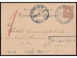 Rohrpost-Ganzsache 25 Pf. mit Stempel Berlin, NW P 21 (R 29) 12.9.88, Ankunftstempel Berlin, W. H.T.A. (R 1), Ausgefertigt-St