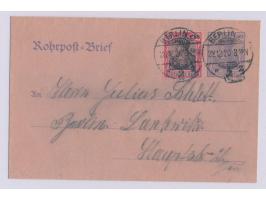 Rohrpost-Ganzsachenumschlag 60 Pf. mit Zusatzfrankatur 80 Pf., Stempel  Berlin. C. 2  28.12.20, Ankunftstempel Berlin-Lankwit