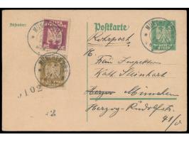 Ganzsache 5 Pf. mit Zusatzfranktur 3 Pf. und 30 Pf. als &nbsp;Rohrpostkarte &nbsp;in München, Stempel &nbsp;München 2 B.S. &n