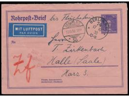 Rohrpostumschlag 40 Pf. Leibniz  mit Stempel  Berlin, N.O. 74  17.10.30 als Luftpostbrief mit Rohrpost zum Flughafen, Durchga