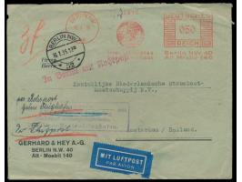Auslands-Luftpostbrief nach Amsterdam mit &nbsp;Absenderfreistempel &nbsp;&quot;Internationales Speditionshaus&quot; Berlin N
