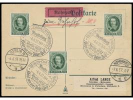 3x 6 Pfg. Guericke auf Karte "mit Rohrpost zum Bahnhof", Sonderstempel  Berlin-Charlottenburg 5 Ausstellung  ... vier Jahre Z
