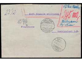 Dallmin (Westprignitz),  gesiegelter Wertbrief 30.8.23 mit Wertangabe "Zwanzig Millionen" nach Ludwigslust, handschriftlich  