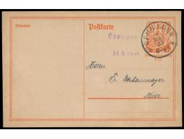 Öhringen, &nbsp;seltener violetter Setzkastenstempel Öhringen / 20 T. frei &nbsp;auf Postreiter-Ganzsache 40 Pf. als Formblat