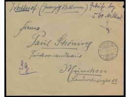 Rottenburg a. Laaber,  Brief 28.11.23 mit  Wertangabe 20 Billionen  nach München, handschriftlich "Gebühr bez. 560 Milliard."