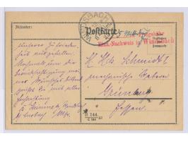 Windsbach,  roter  Einnahme-Nachweis-L2  auf Postkarte (Formular B 144. / C 154 23), Stempel Windsbach 12.11.23, nach Grünber