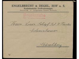 Bandstempel &nbsp;Hof a. S. 2 &nbsp;22.8.23 mit Achteck-Wertrahmen mit Wertangabe &nbsp;200 M - &nbsp;in sehr seltener &nbsp;