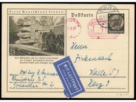 Münzfreistempel Berlin W 9  13.8.37 mit Achteck-Wertrahmen 10 Pf. und Tagesstempel Berlin W 9 13.8.37 auf Bildganzsache 6 Pf.