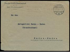 Absenderfreistempel-Vorläufer, &nbsp;Modell Komusina, Maschinen-Nr. D. 1, &nbsp;Reichs-Kredit G.m.b.H. ... Berlin W. 9, &nbsp
