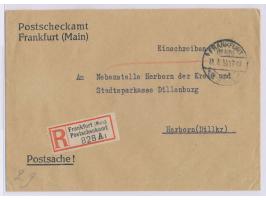 Einschreibbrief-Postsache des Postscheckamt Frankfurt (Main), Stempel Frankfurt (Main) PSchA 11.7.31,  R-Zettel Frankfurt (Ma