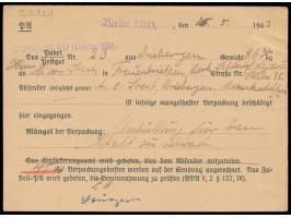 Mitteilungskarte über ein beschädigt eingegangenes Paket aus Treuenbrietzen und Erhebung der  Verpackungskosten 45 Pf.  (Anre