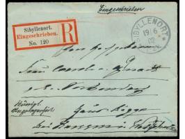 Stempel  Sibyllenort  19.6.02 auf Umschlag mit rückseitig eingeprägtem Wappen als  Einschreiben  nach Boenen (Haus Bögge), ha