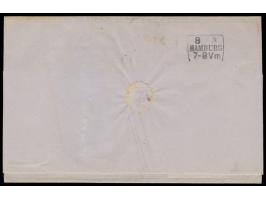 Hinrichsen-Ankunft-Maschinenstempel Hamburg &nbsp;8.3.(1869) mit fehlender Randlinie unten (Miller Typ c) rückseitig auf Falt