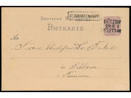 Bützow - Stettin,  Bahnpost-L3 28.6. I und Aufgabe-R1  Neubrandenburg  auf Ganzsache nach Schlawe, Bedarf
Stichwort: RPD Stet