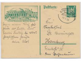 Daber - Labes Zug 5 10.9.26, Stumpfovalstempel der Regenswalder Bahn (Kleinbahn, Meterspur) auf Bildganzsache aus Reckow nach