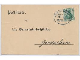 Grifte - Gudensberg,  Ovalstempel Zug 810 28.8.11 auf Karte mit 5 Pfg. Germania nach Gandersheim,  Kleinbahn
Postleitzahl: 34