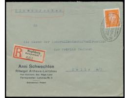 Magdeburg - Zerbst - Leipzig  Zug 401 3.1.33, Ovalstempel mit Zierelement unten, auf Einschreibbrief mit 45 Pf. Ebert nach Ha