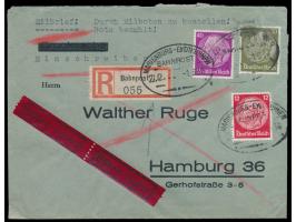 Marienburg - Eydtkuhnen  Z. 2 1.6.36, Ovalstempel auf  Eilboten-Einschreibbrief  aus Königsberg nach Hamburg,  R-Zettel "Bahn