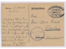 Marienburg - Nasielsk  mit UB a, Zug 1008, 18.3.41, Ovalstempel auf Feldpostkarte nach Flensburg, Bedarf
Stichwörter: General