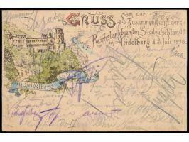 Reichsbankbeamte in Süddeutschlands Heidelberg 3.7.1898,  seltenes dreifarbiges Bild C 67/1, Stempel Heidelberg 3.7.98, Bedar