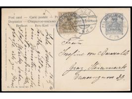 Privatganzsache 2 Pf.,  Automobil-Scherzkarte "Gut ist´s gegangen ...",  Frech E 1 / 06, Zusatzfrankatur 3 Pf., 2 x Sonderste