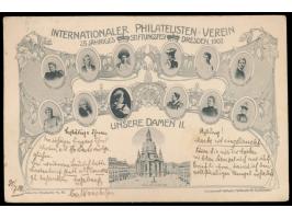 Privatganzsache 5 Pf.,  25jähriges Stiftungsfest Internationaler Philatelisten-Verein Dresden,  Bild  "Unsere Damen II" , Fre