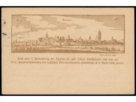 Ganzsache 5 Pf. mit Zudruck  I. Verbandstag der Vereine ak. geb. Lehrer Deutschlands ... Darmstadt 8. / 9. April 1904,  Frech