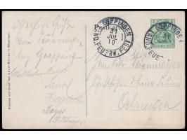 Göppingen, 15. Württembergischer Landes-Feuerwehrtag,  Wertstempel 5 Pf.. Bilduntergrund gelbbraun, Frech C 115 / 01, Sonders