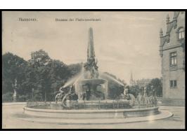 Privatganzsache 5 Pf., Fest-Postkarte zum XXV. Deutschen Philatelisten-Tag ..., Ansicht  Hannover - Brunnen der Flußwasserkun