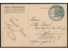 Privatganzsache 5 Pf., Fest-Postkarte zum XXV. Deutschen Philatelisten-Tag ..., seltene Ansicht  Hannover-Herrenhausen Palmen