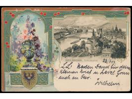 Privatganzsache 5 Pf., Bild &nbsp;Heilbronn - Totalansicht &nbsp;und mehrfarbige Vase im Prägedruck , &nbsp;Verlag v. C. Bren